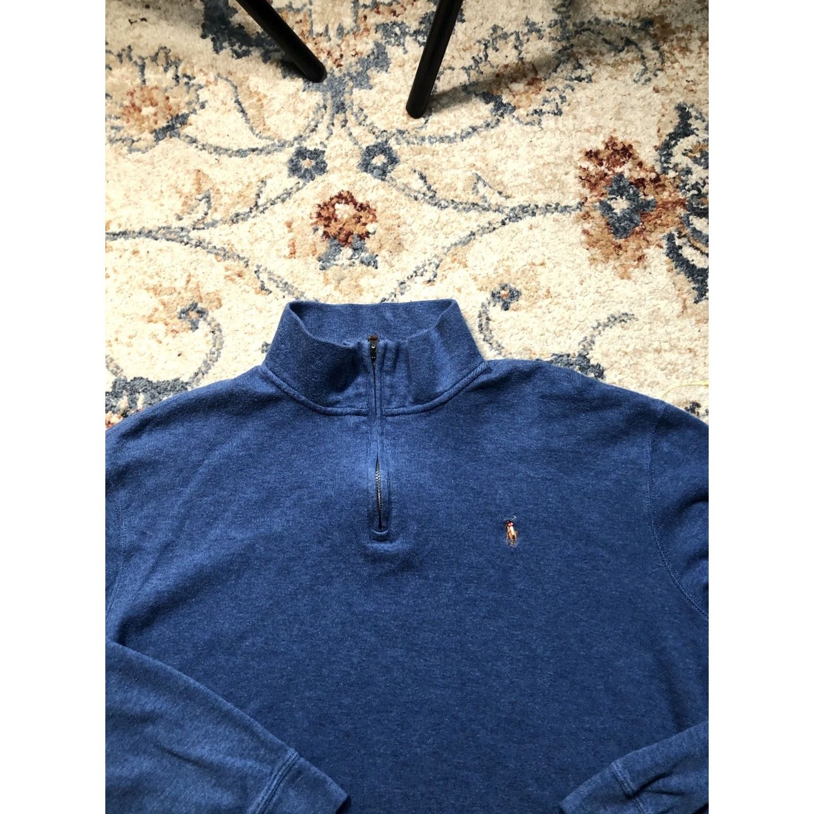 Polo Ralph Lauren Ralph Lauren Polo Estate Rib Sweater Mens XL Blue 1/4 Zip Logo Pony Golf Pullover Size US XL / EU 56 / 4 - 2 Thumbnail