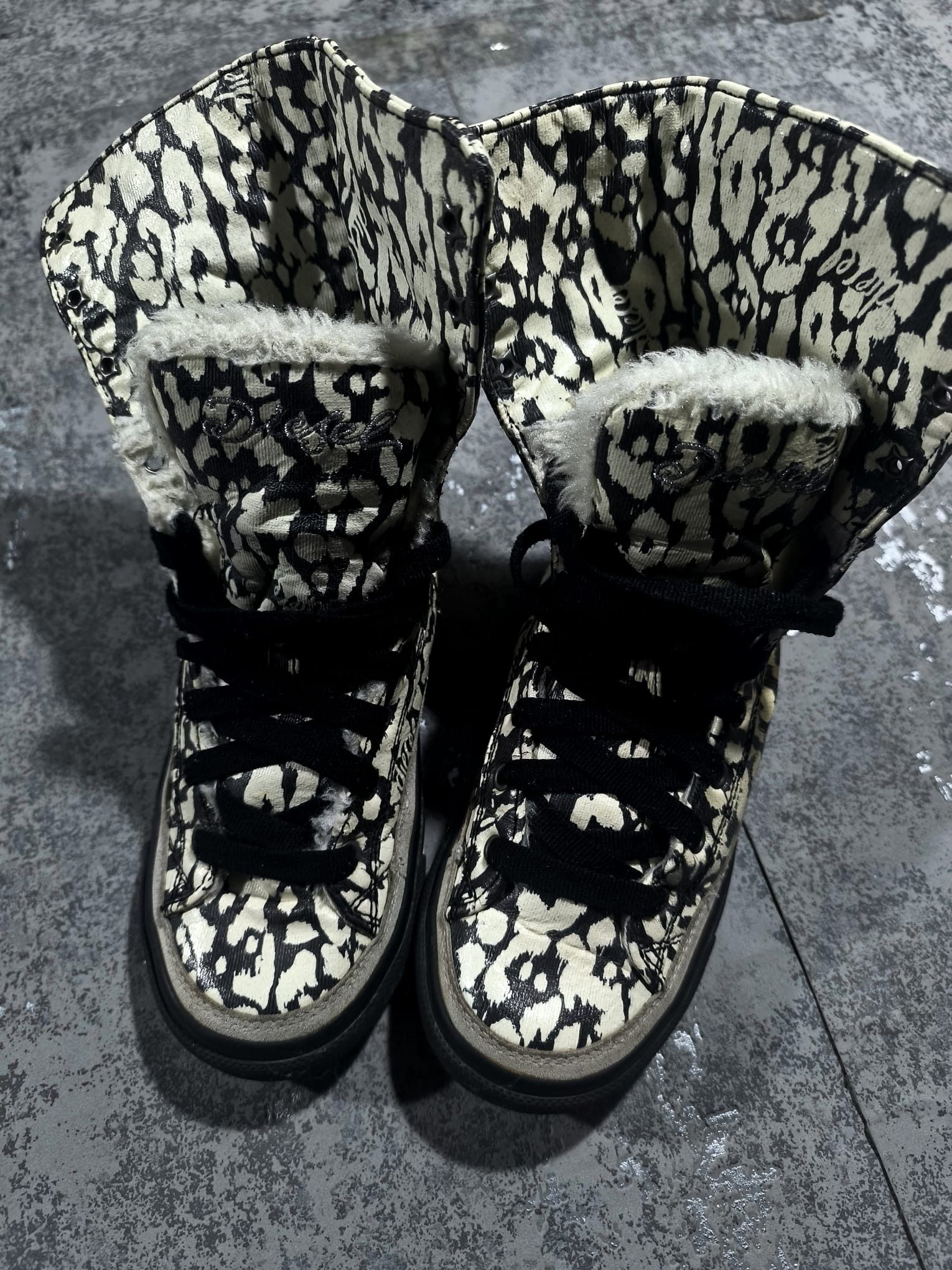 Diesel Diesel Expoflap y2k fur leather sneakers Size US 5 / IT 35 - 6 Thumbnail