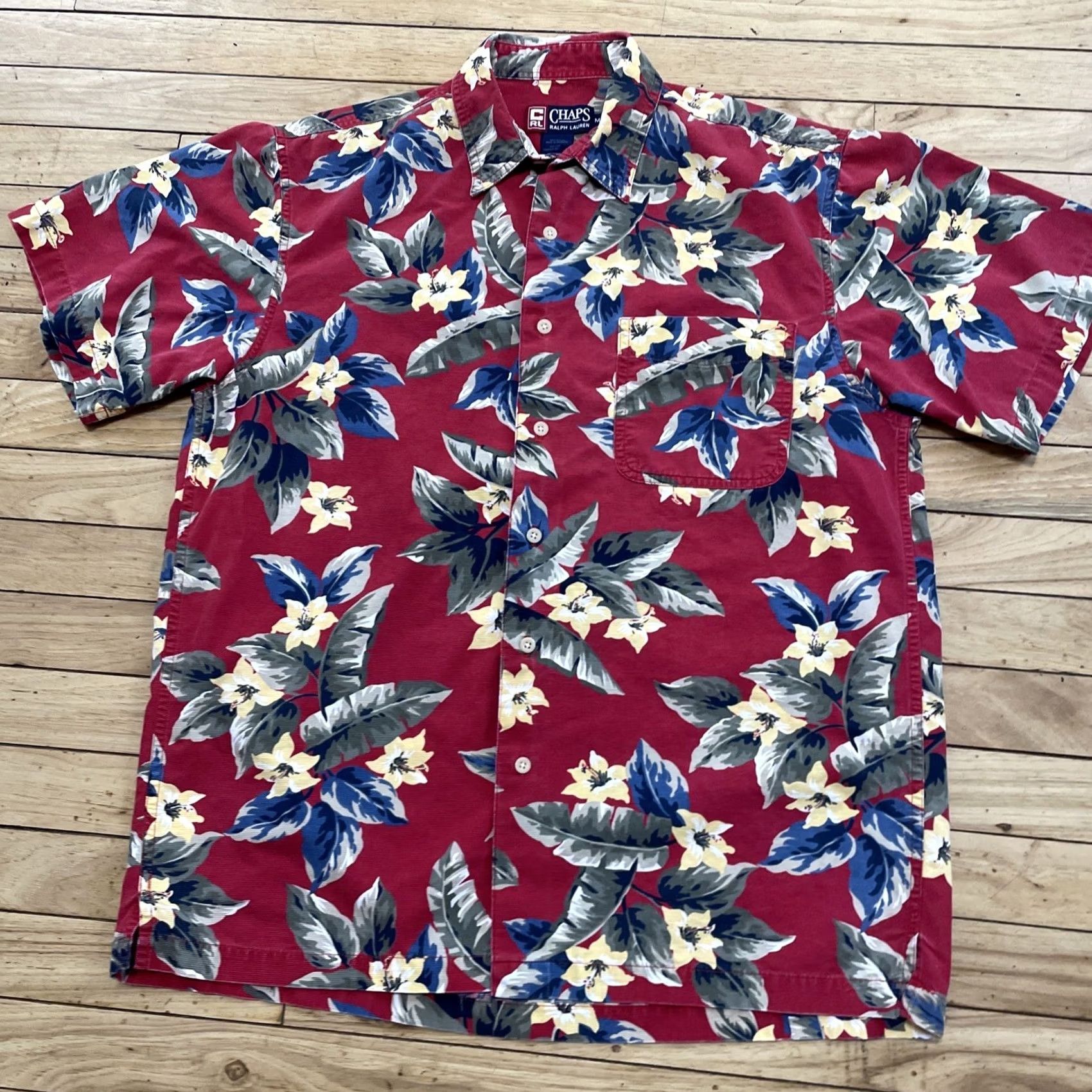 Ralph Lauren VINTAGE Chaps Ralph Lauren Hawaiian Shirt Men M Aloha Tropical Leaf ButtonUp Red Size US M / EU 48-50 / 2 - 3 Thumbnail