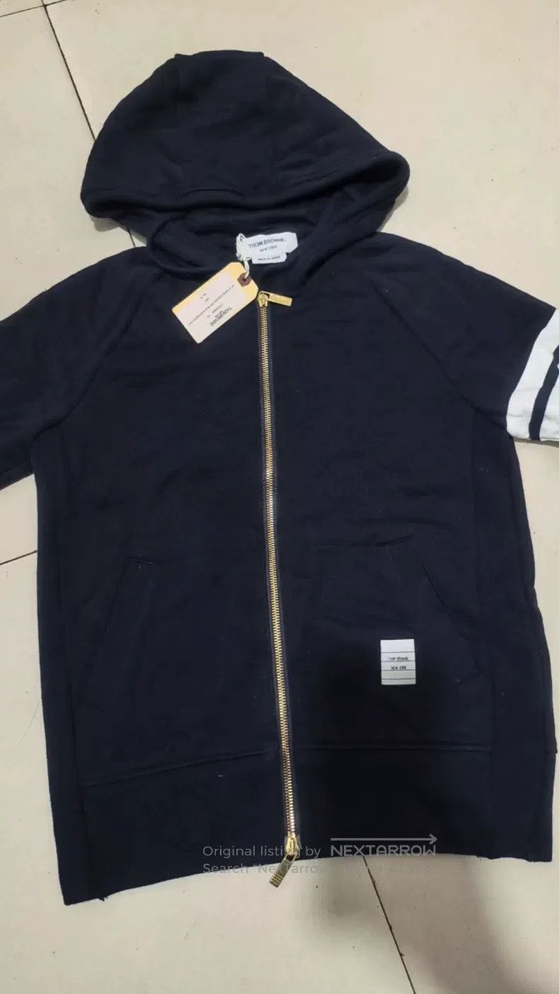 Thom Browne Thom Browne Gray Four Striped Zip-up Hoodie Size US S / EU 44-46 / 1 - 1 Thumbnail