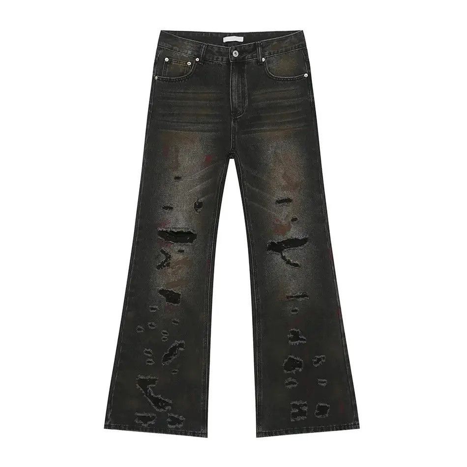 Japanese Brand Retro loose casual ripped slightly flared jeans Size US 32 / EU 48 - 5 Thumbnail
