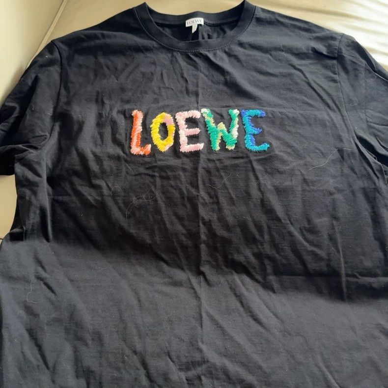 LOEWE Color embroidered letter logo black short sleeve
