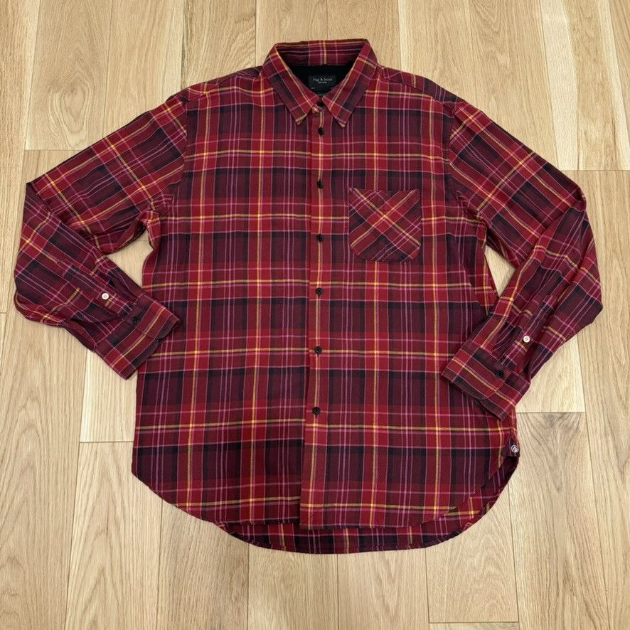 Rag & Bone Rag & Bone New York Cherry Red Plaid Button Up Cotton Shirt ...