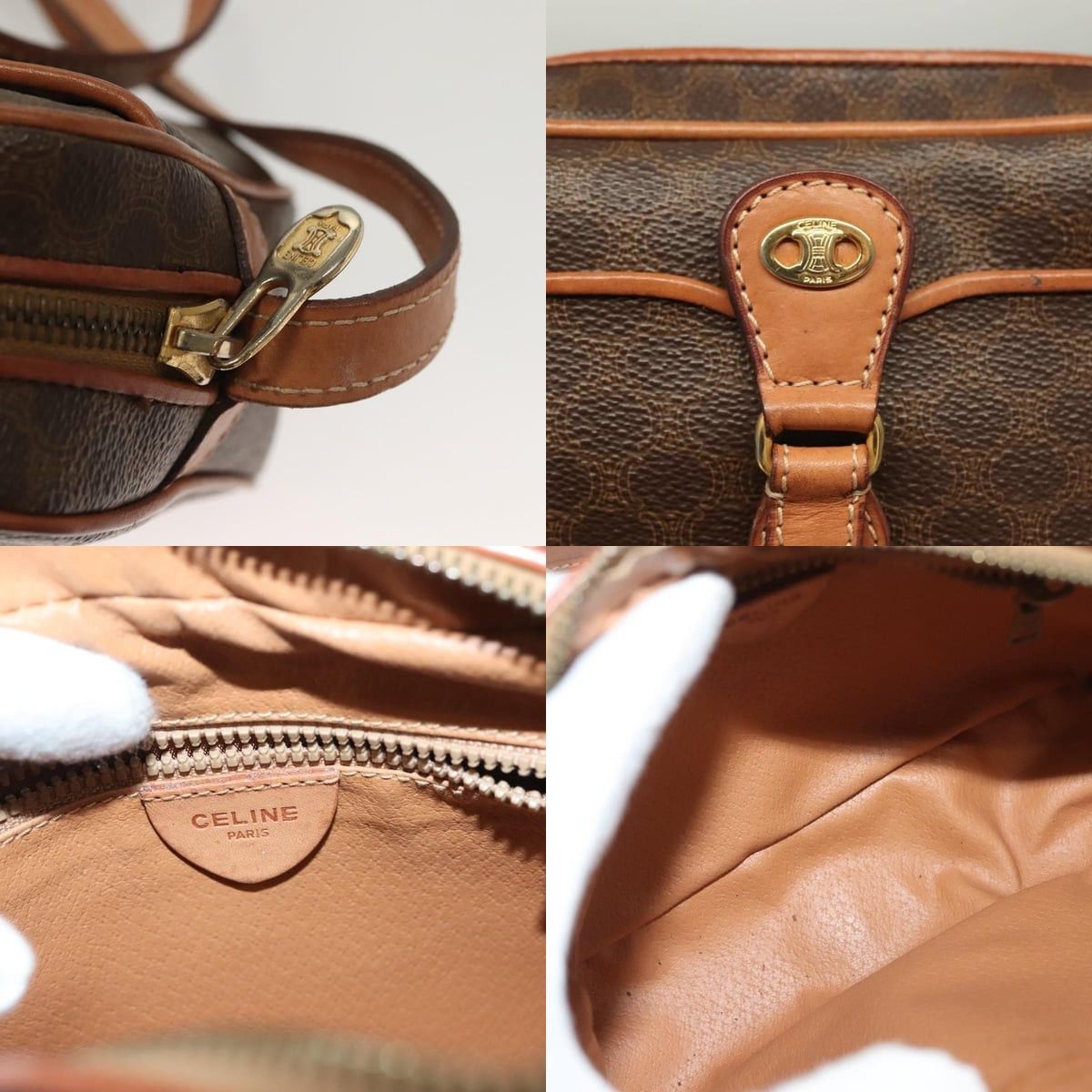 Celine CELINE Macadam Canvas Shoulder Bag Pvc Leather Brown Gold Size ONE SIZE - 11 Thumbnail