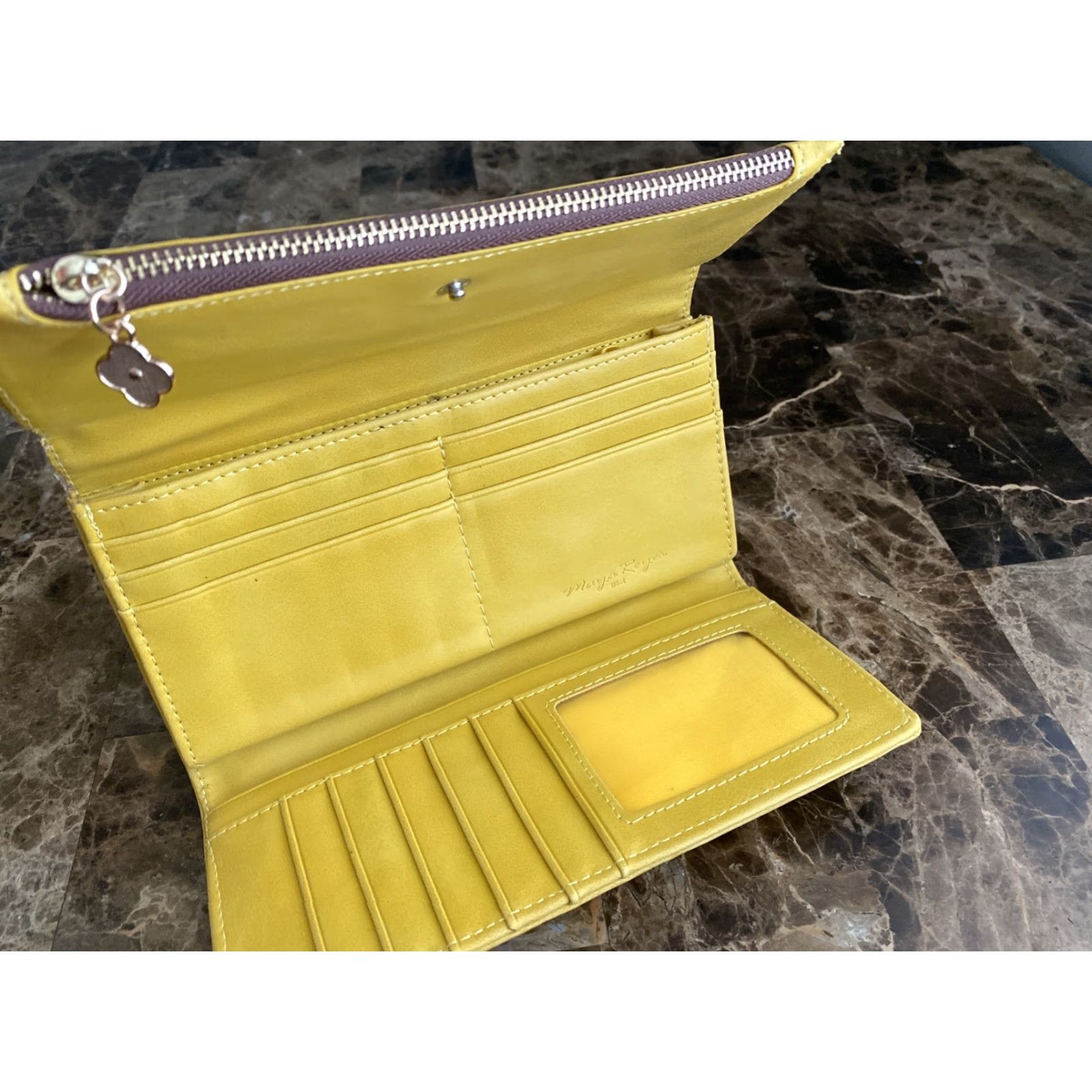 Vintage VINTAGE Maya Reyes USA Womens Leather Tri Fold Wallet Clutch Yellow Size ONE SIZE - 2 Thumbnail