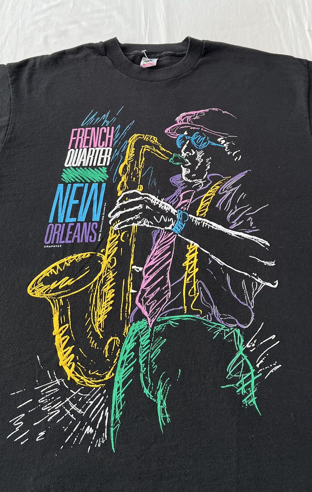 Vintage Vintage 1990 New Orleans French Quarter Jazz Black T-shirt Size US XL / EU 56 / 4 - 4 Thumbnail