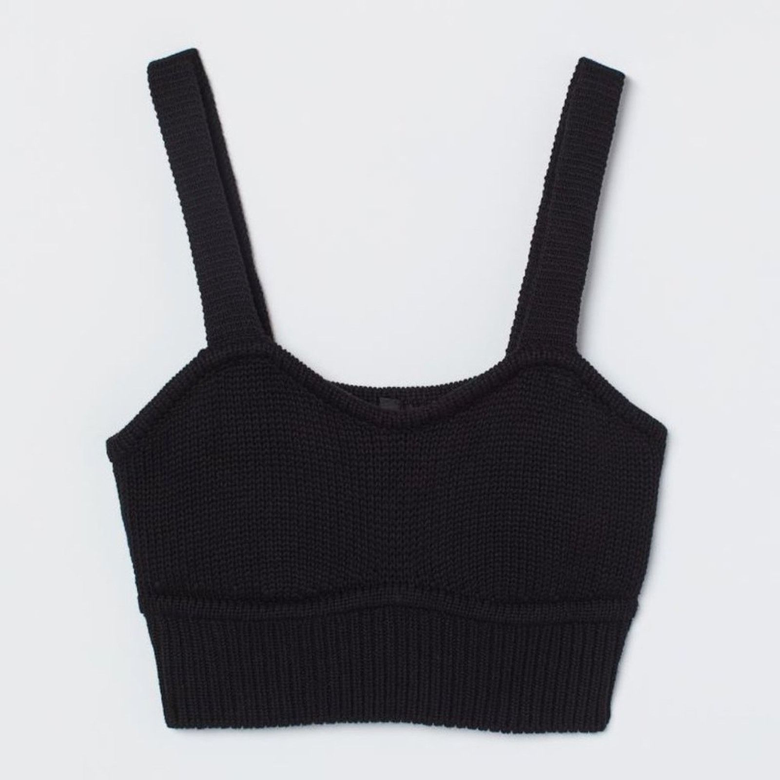 BP. BP Women's Knitted Rib Black Cropped Tank Top Sz XL Size XL / US 12-14 / IT 48-50 - 2 Thumbnail