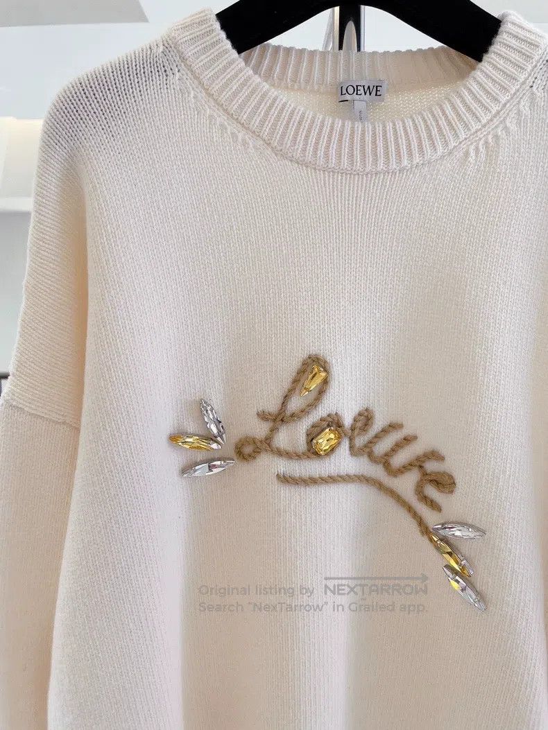 Loewe Loewe Signature logo gem sweater, advanced ivory white Size XS / US 0-2 / IT 36-38 - 3 Thumbnail