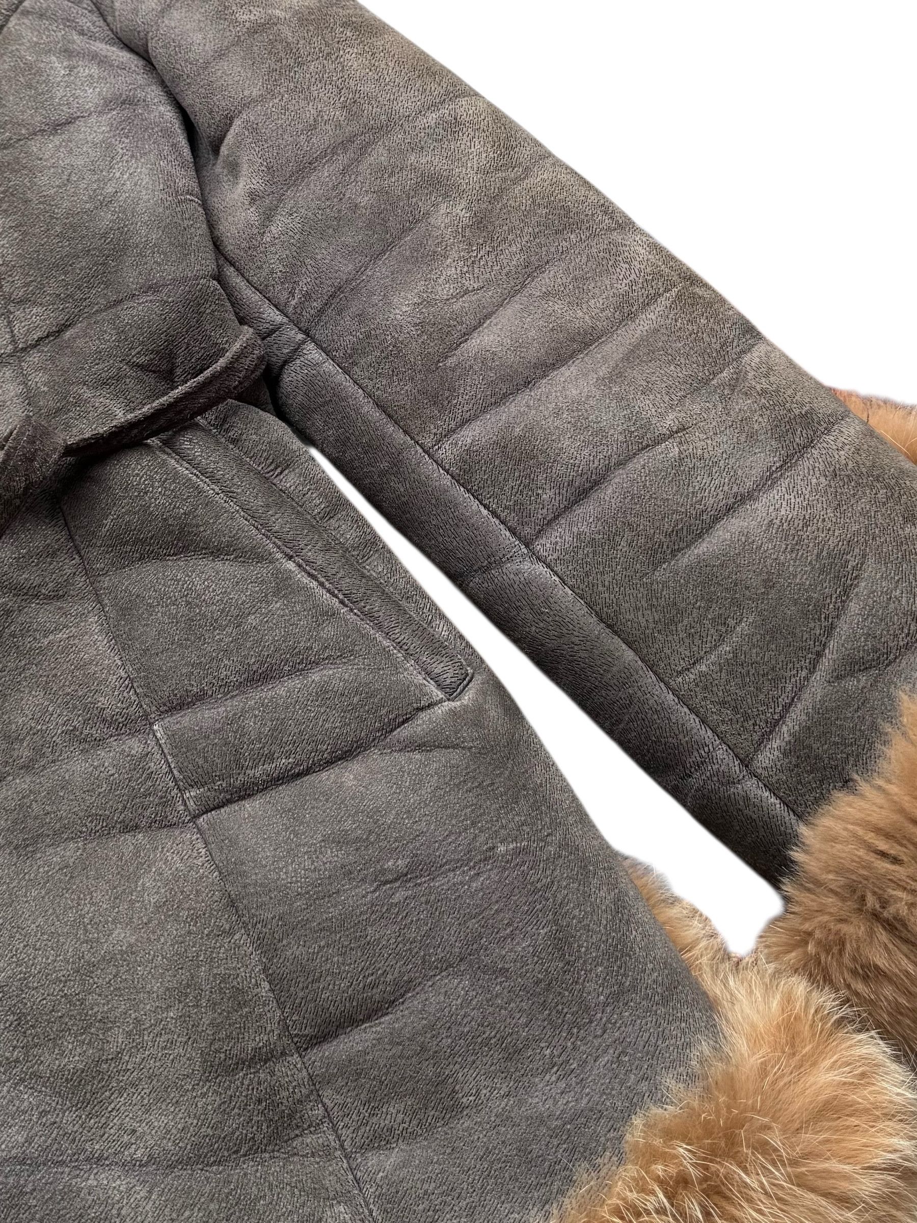 Vintage 90's Real Sheepskin Coat With Real Fur Details (V411) Size M / US 6-8 / IT 42-44 - 3 Thumbnail