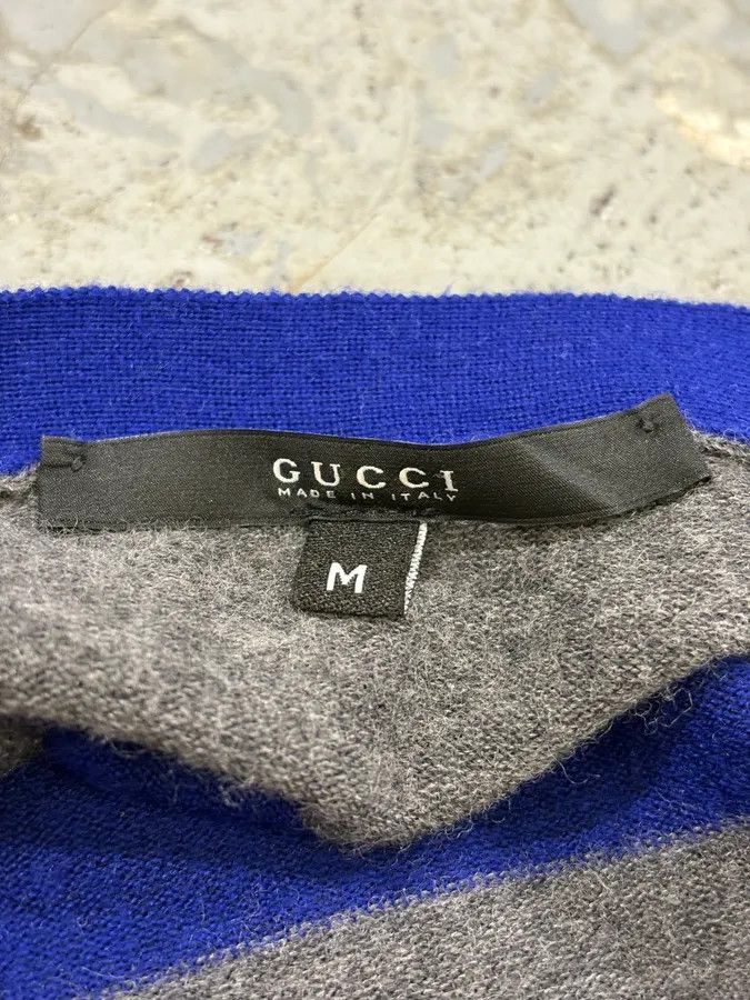 Gucci 2000s Gucci Grey & Blue Striped Minimalist Cardigan Size US S / EU 44-46 / 1 - 6 Thumbnail