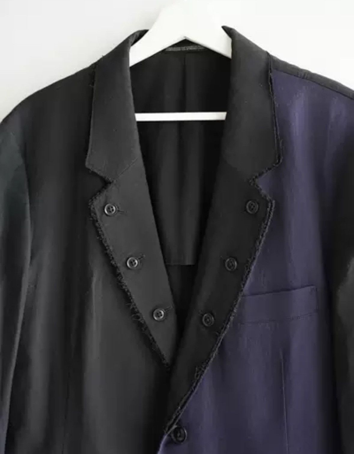 Yohji Yamamoto Yohji Yamamoto 11ss Black Blue Spliced Hairy Double Suit Size US L / EU 52-54 / 3 - 3 Thumbnail
