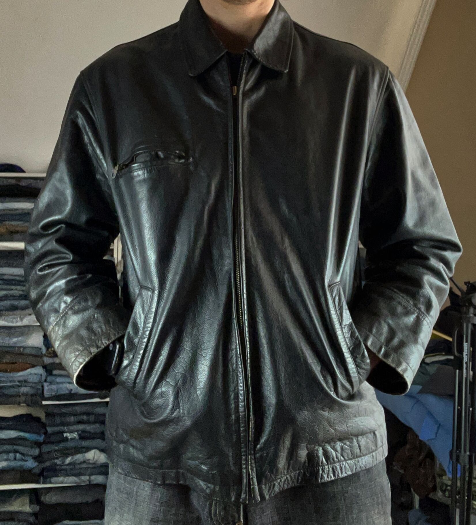 Japanese Brand VTG Yohji Yamamoto Kanye West Ye Style Washed Leather Jacket Size US L / EU 52-54 / 3 - 13 Thumbnail