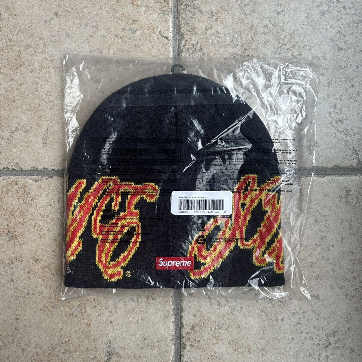 New Era × Supreme Supreme New Era Cursive Beanie Dark Navy Size ONE SIZE - 2 Thumbnail
