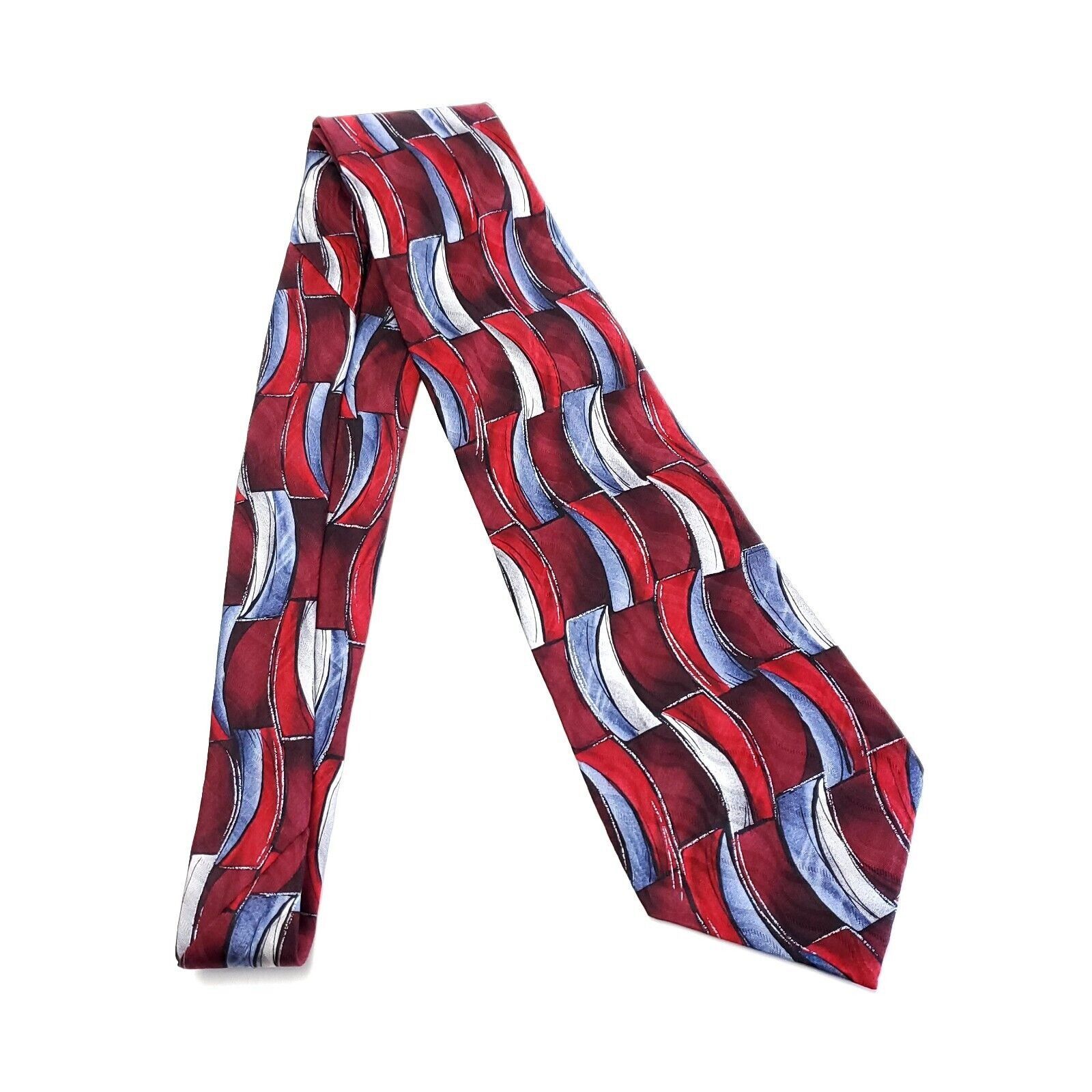 Arrow Arrow Red Print Abstract Gray Short Wide Silk Tie Size ONE SIZE - 6 Thumbnail