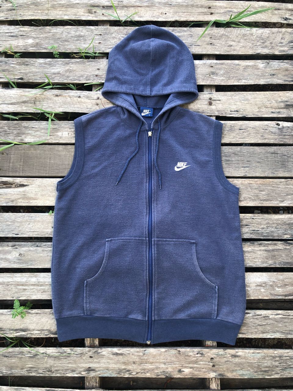 Nike × Vintage Vintage 90s Nike Zipper Vest Hoodie Size US M / EU 48-50 / 2 - 1 Thumbnail
