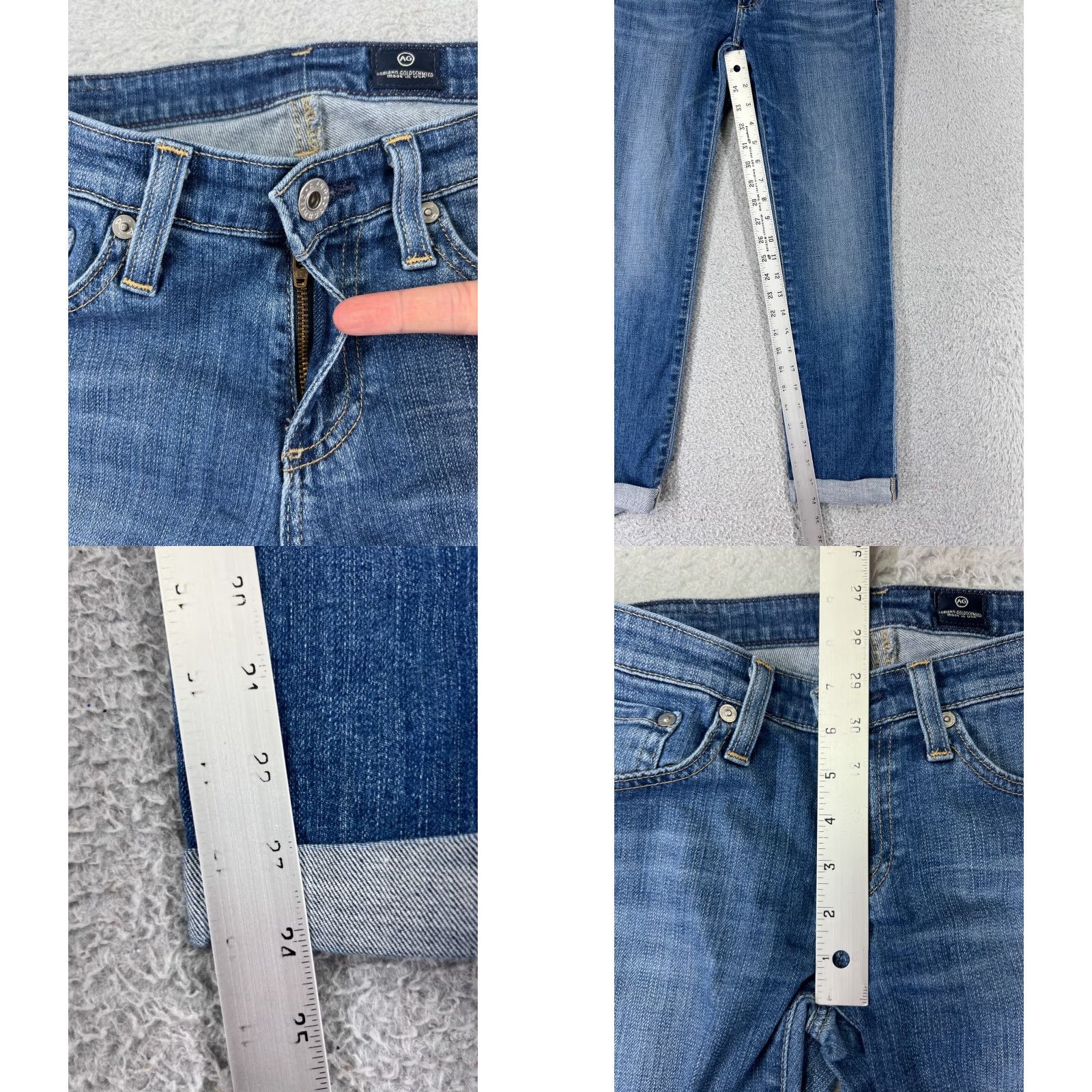 Vintage AG Adriano Goldschmied Jeans Womens 26 Blue Denim Straight Leg Cotton Blend Size 26" / US 2 / IT 38 - 8 Thumbnail