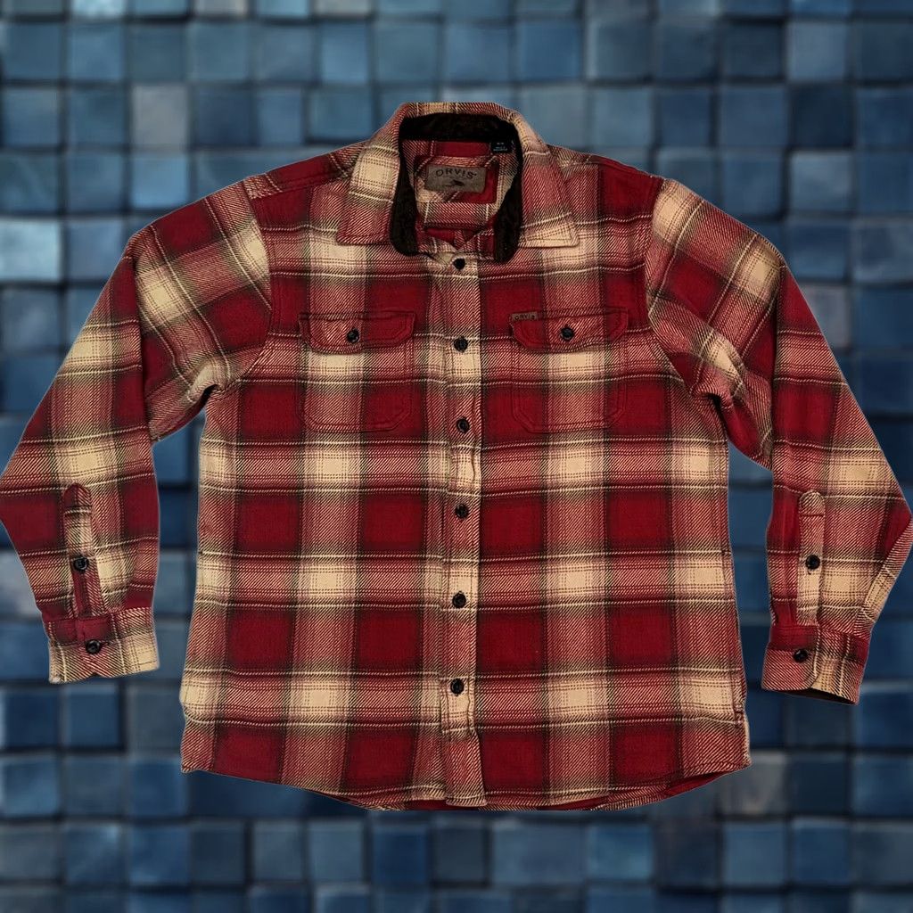 Orvis Orvis Plaid Heavy Flannel Shirt Jacket Men MED Red Check Button-Up Shacket Size US M / EU 48-50 / 2 - 1 Thumbnail