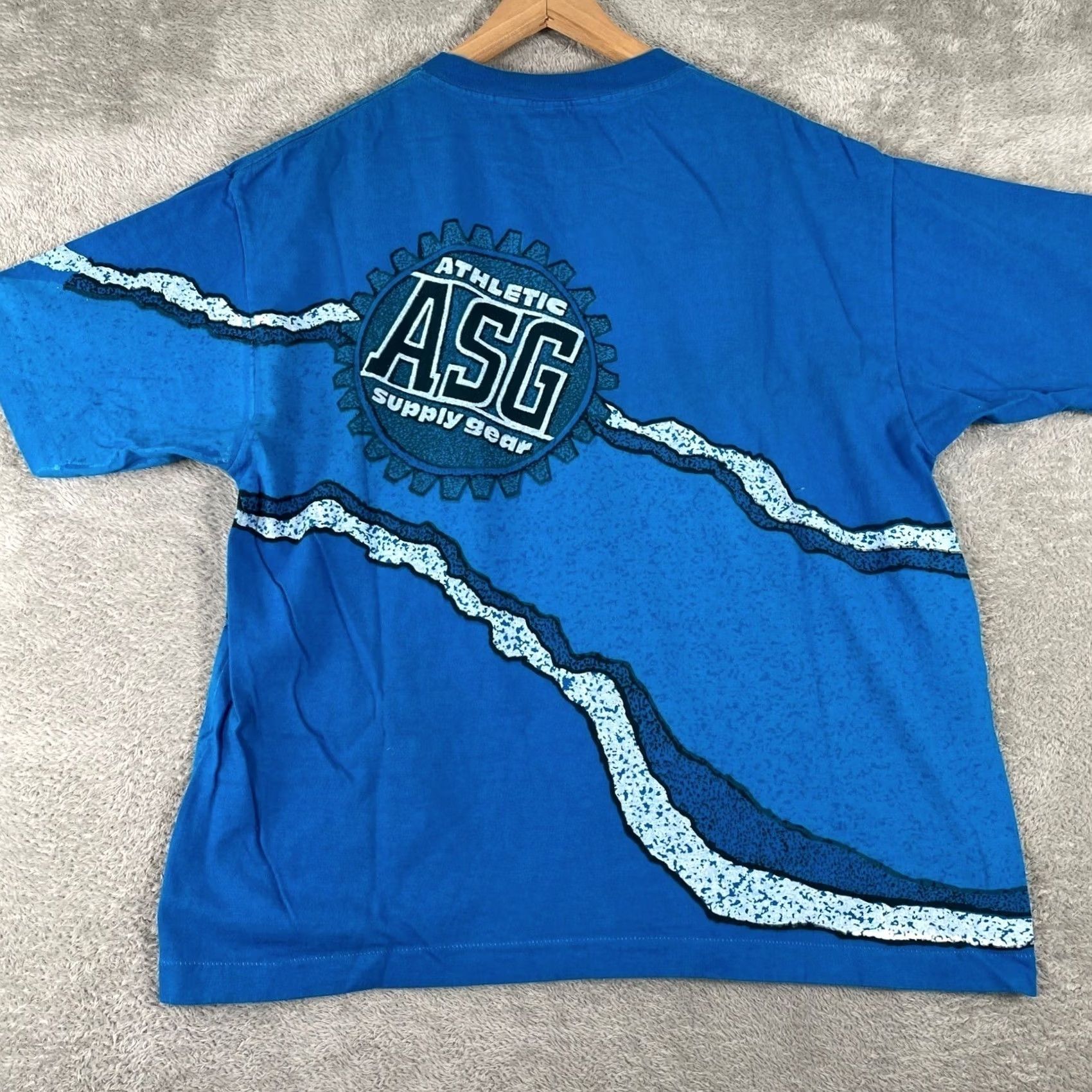 Vintage VINTAGE Mens Large Blue Graphic Skater T Shirt 90s Athletic Supply Gear Size US L / EU 52-54 / 3 - 5 Thumbnail
