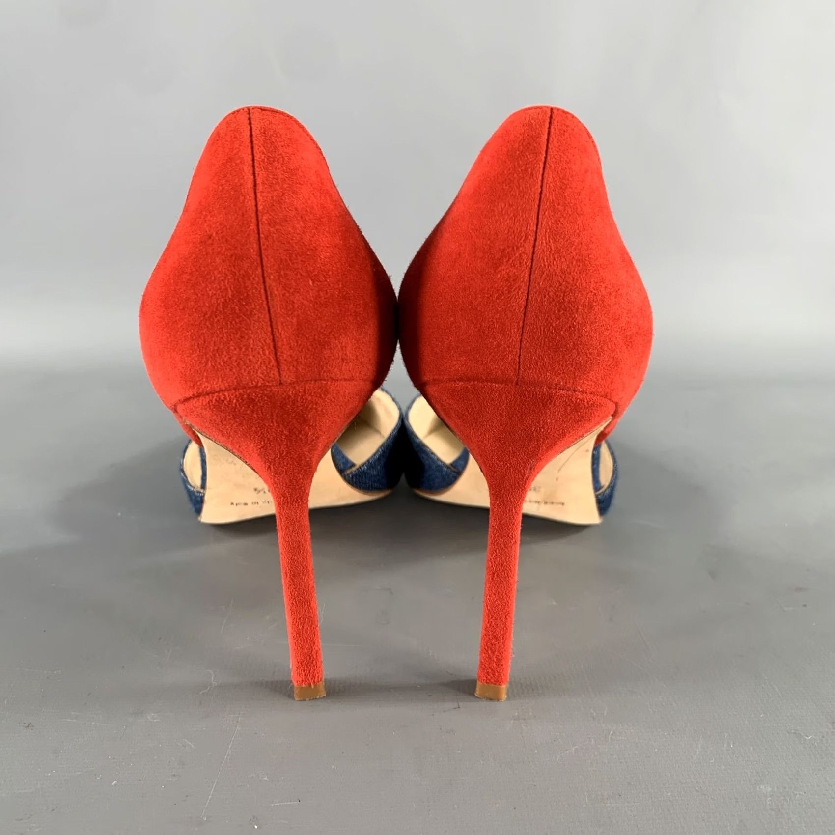 Manolo Blahnik MANOLO BLAHNIK Pumps Two Tone Suede Pointed Toe Blue Red Size 9.5 Women US Shoes Size US 10 / IT 40 - 3 Thumbnail