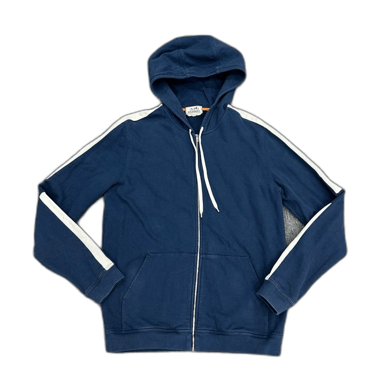 Hermes Hermes Blue Long Sleeve Hooded Zip Sweatshirt Size US XL / EU 56 / 4 - 1 Thumbnail