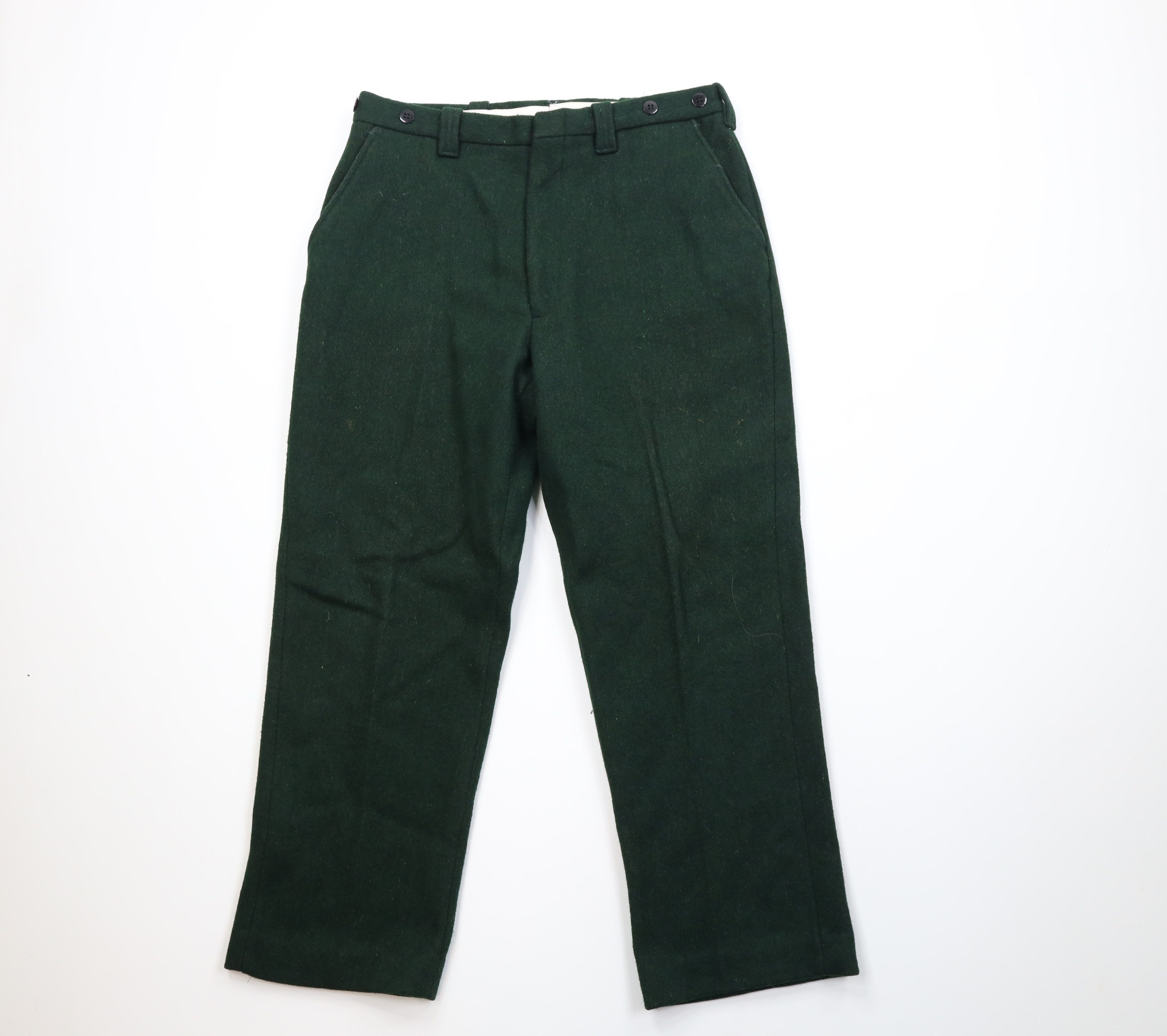 Vintage Vintage 90s Streetwear Heavy Wool Wide Leg Pants Green USA Size US 34 / EU 50 - 1 Thumbnail