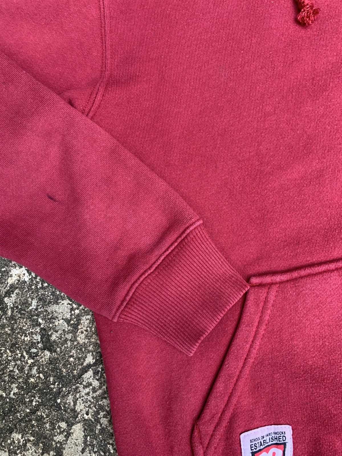 Japanese Brand × Vintage y2k School of Hard Knocks DJ Hip Hop Burgundy Graphic Hoodie Size S / US 4 / IT 40 - 9 Thumbnail