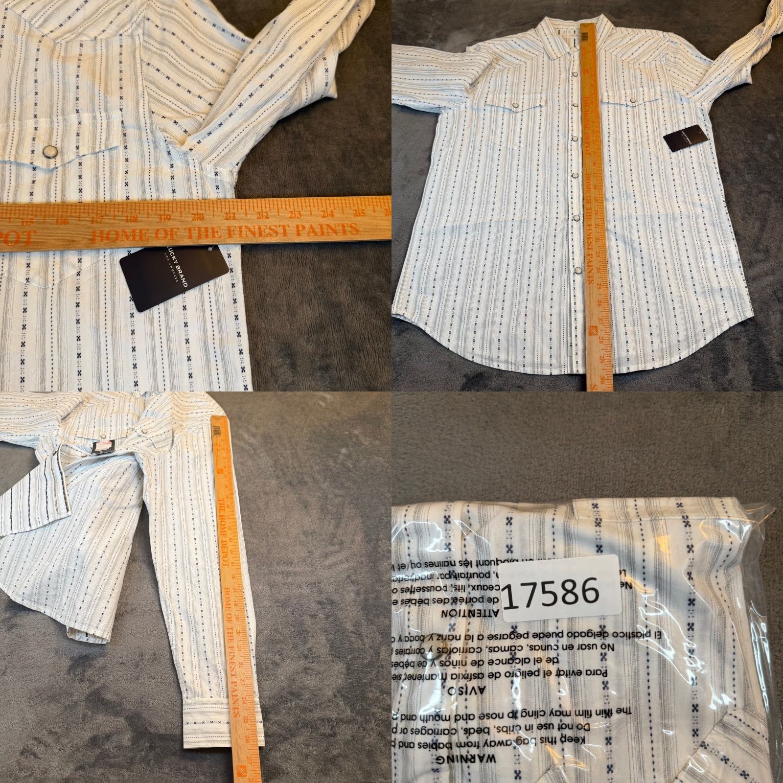 Lucky Brand Lucky Brand White Striped Western Snap Front Long Sleeve Shirt Mens M Size US M / EU 48-50 / 2 - 8 Thumbnail