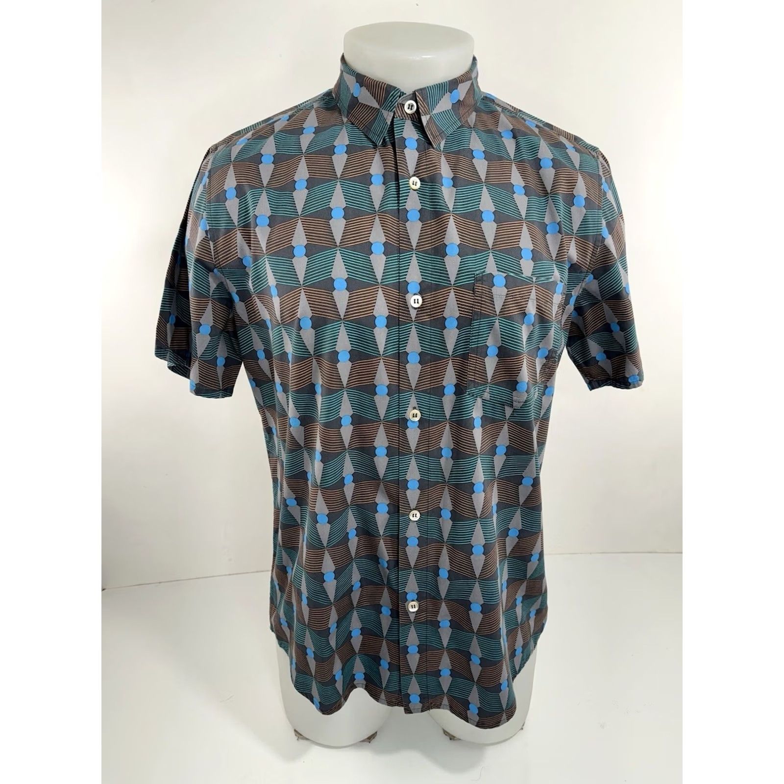 A.P.C. APC Shirt Mens M Madame Rue Paris Geometric EXCELLENT Size US M / EU 48-50 / 2 - 2 Thumbnail