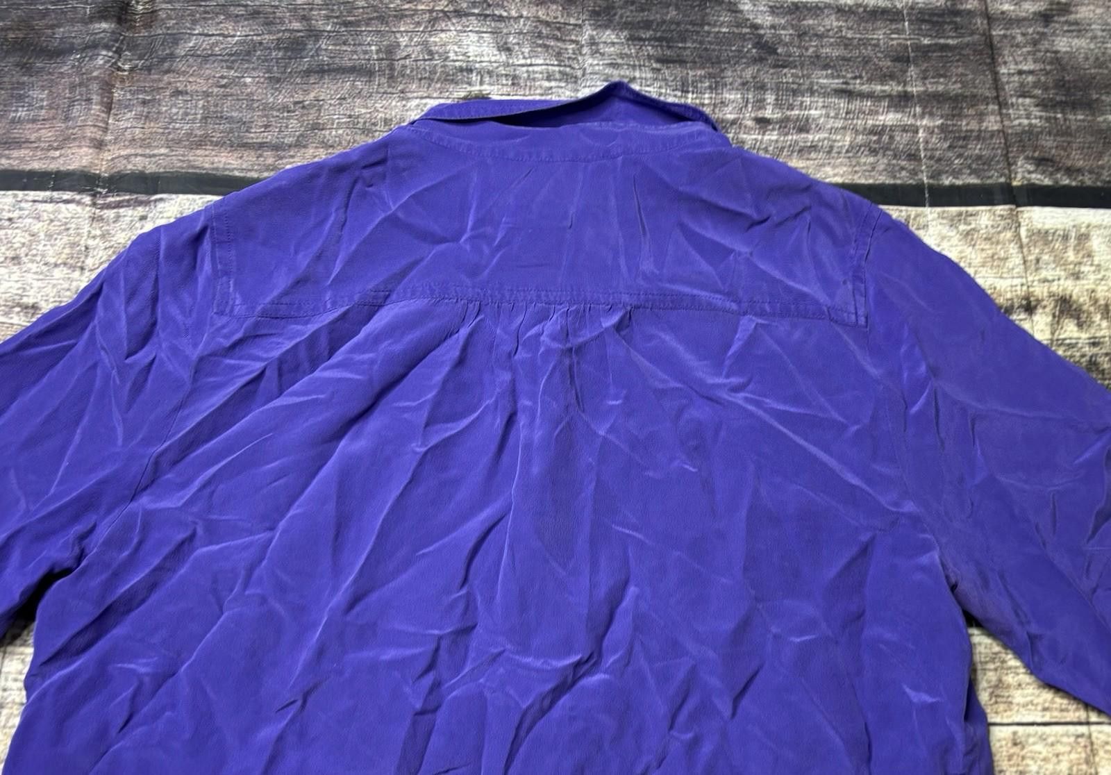 J.Crew J Crew Top Womens Medium Silk Satin Pockets Purple Button Up Size M / US 6-8 / IT 42-44 - 9 Thumbnail