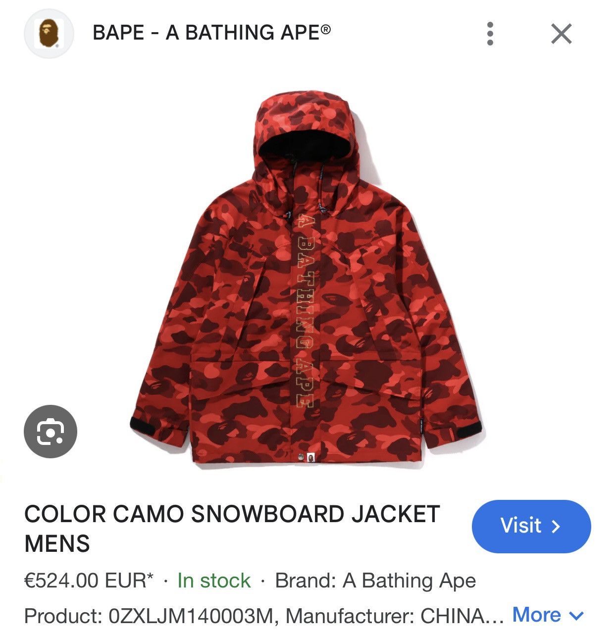 Bape Bape Snowboard Jacket Size US M / EU 48-50 / 2 - 4 Thumbnail