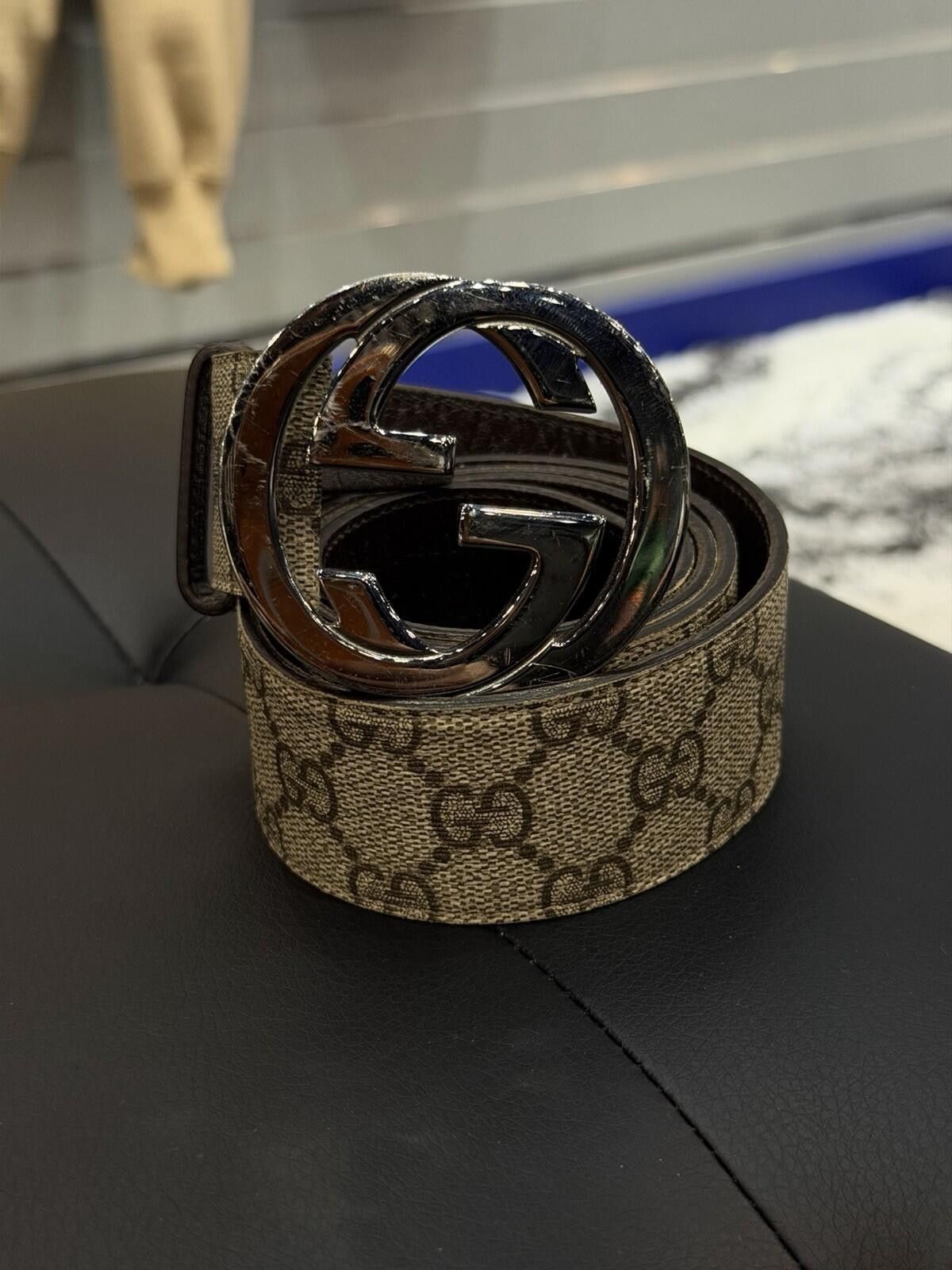 Gucci Gucci Tan Brown Silver Buckle Belt 100/40 $600 Size ONE SIZE - 1 Thumbnail