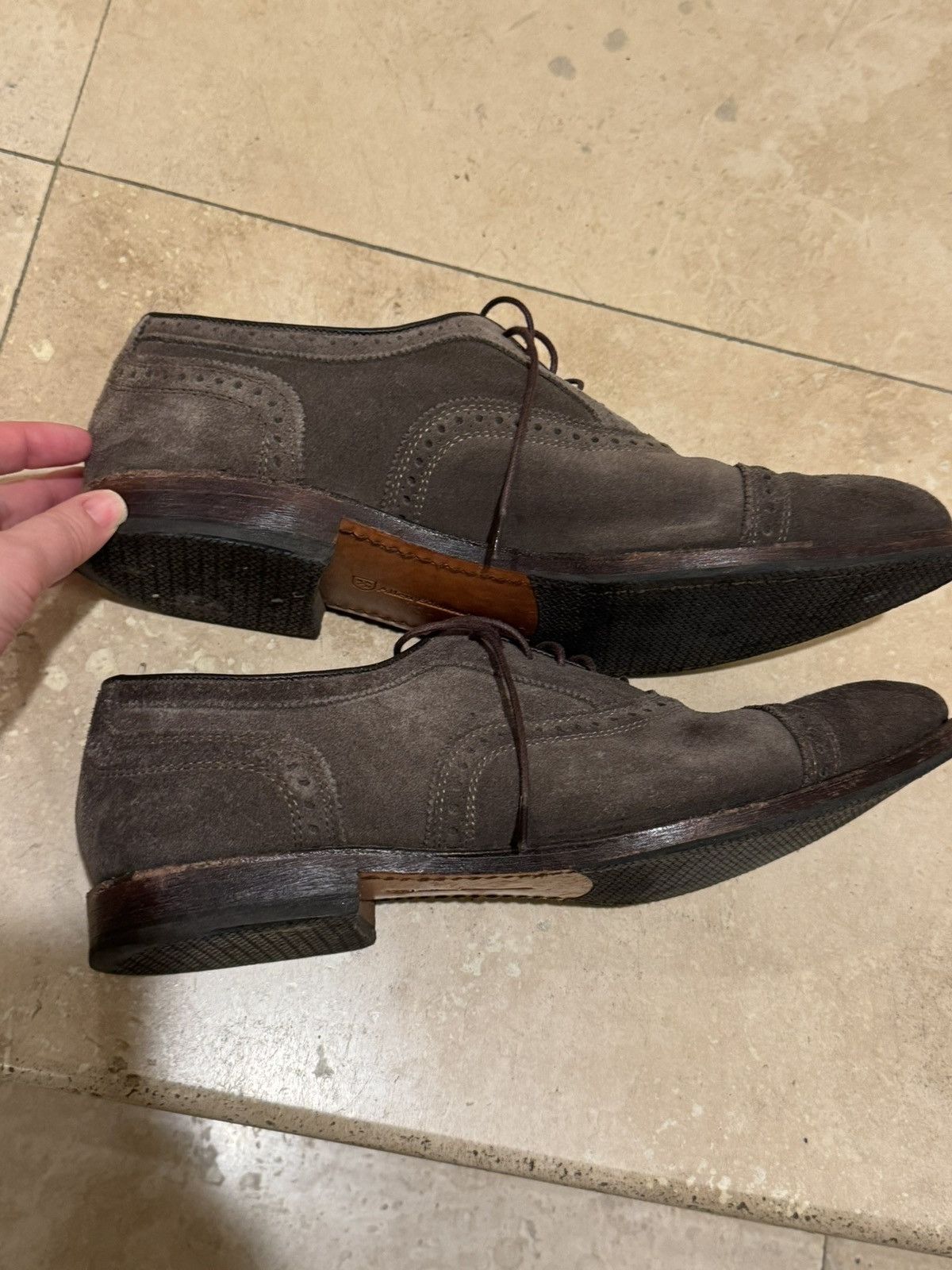 Allen Edmonds Allen Edmonds grey suede Strandmok cap toe oxfords Size US 12 / EU 45 - 2 Thumbnail