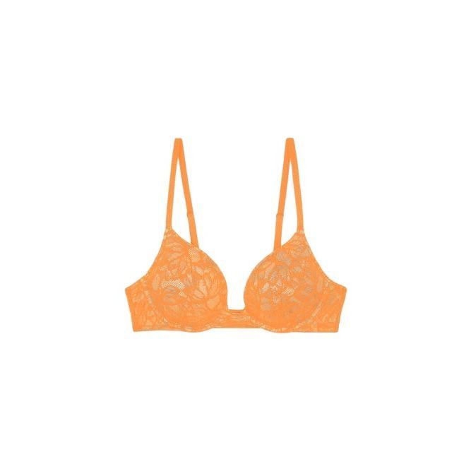 Wolford NWT Wolford Magnolia Lace Push-Up Demi Bra Mango Yellow 75D / 34D Size ONE SIZE - 4 Thumbnail