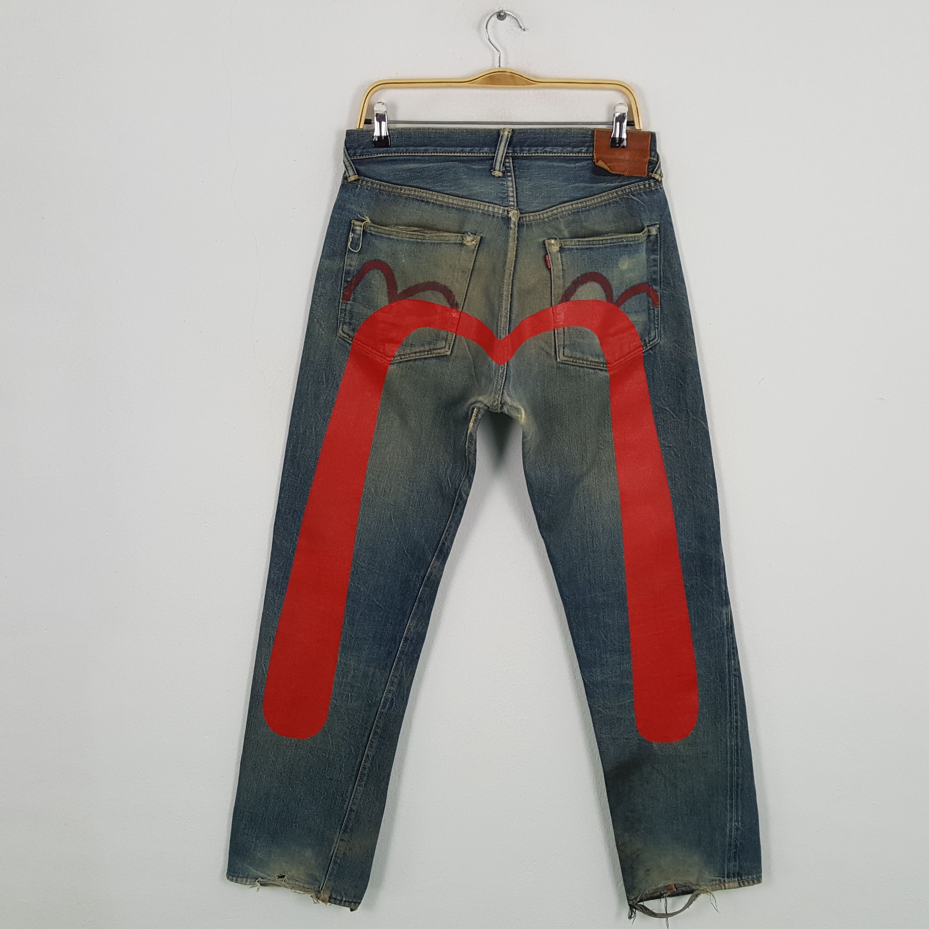 Evisu × Japanese Brand × Vintage Vintage EVISU Japanese Brand Daicock Custom Distressed Jeans Size US 31 - 1 Thumbnail