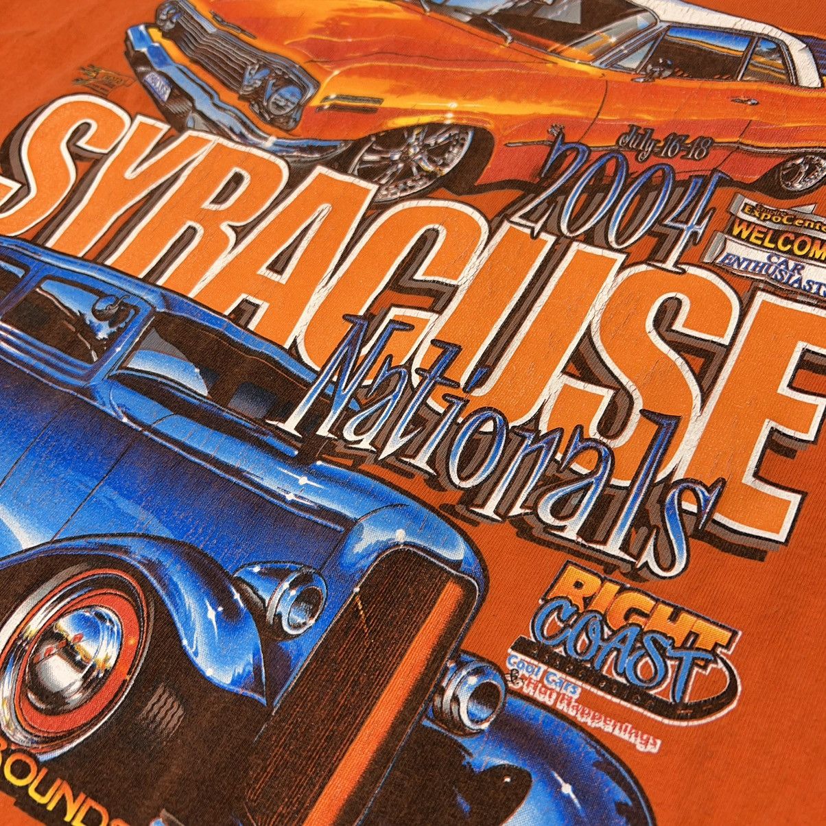 Gildan × Vintage Car Tee Shirt Orange Hot Rod Custom Auto Graphic Y2K Size US XL / EU 56 / 4 - 13 Thumbnail