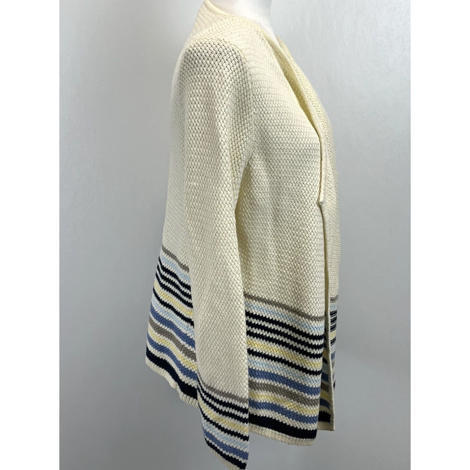 J. Jill J. Jill Ivory Open Front Waterfall Knit Cardigan Sweater Sz M VGUC Size M / US 6-8 / IT 42-44 - 4 Thumbnail