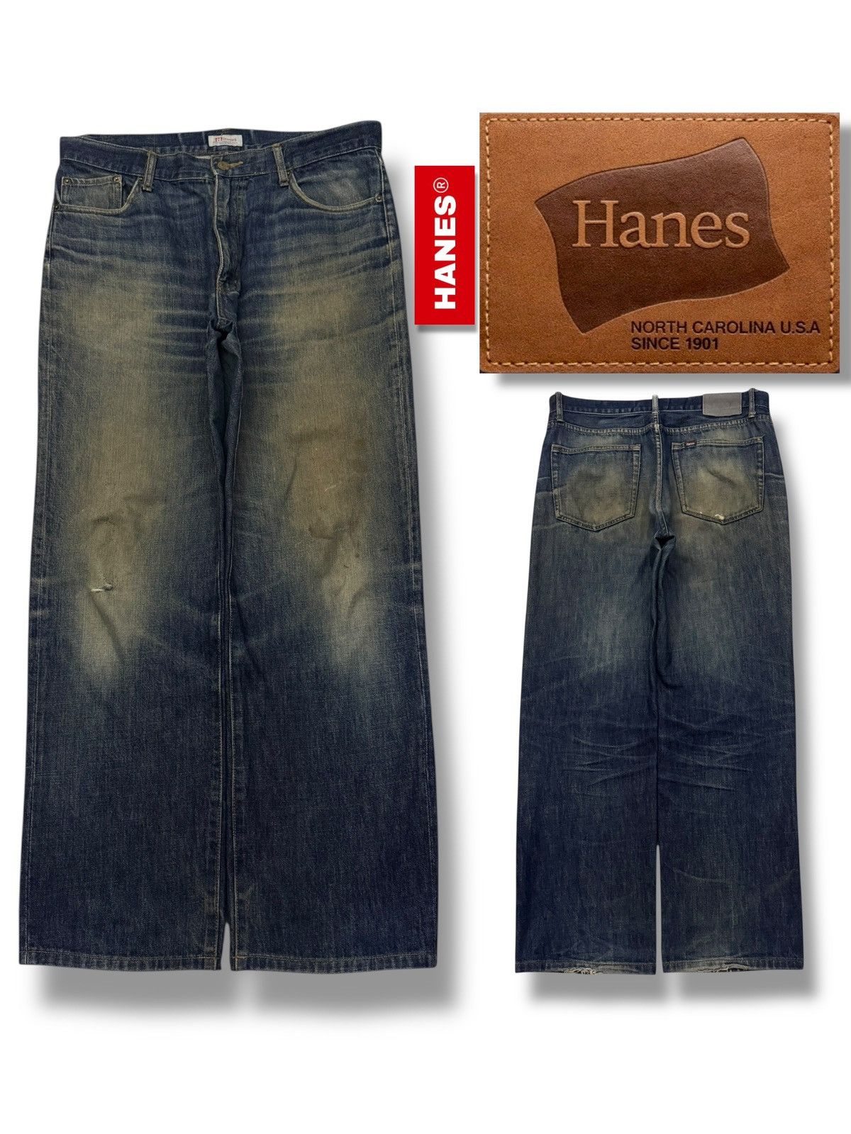 Hanes Vintage Hanes Jeans Made in USA 90s | Vintage Faded | W35 Size US 35 - 1 Thumbnail