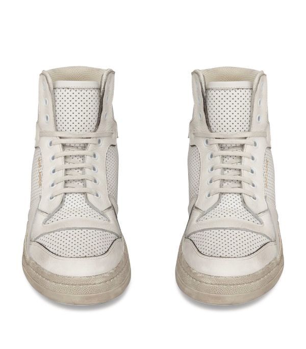 Saint Laurent Paris o1s1wg110824 SL24 Mid-Top Sneakers Used-Perforated Leather Size US 10 / EU 43 - 2 Thumbnail