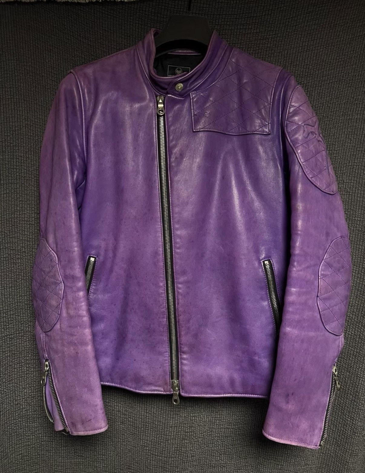 BackBone Purple Vintage Horsehide Biker Jacket