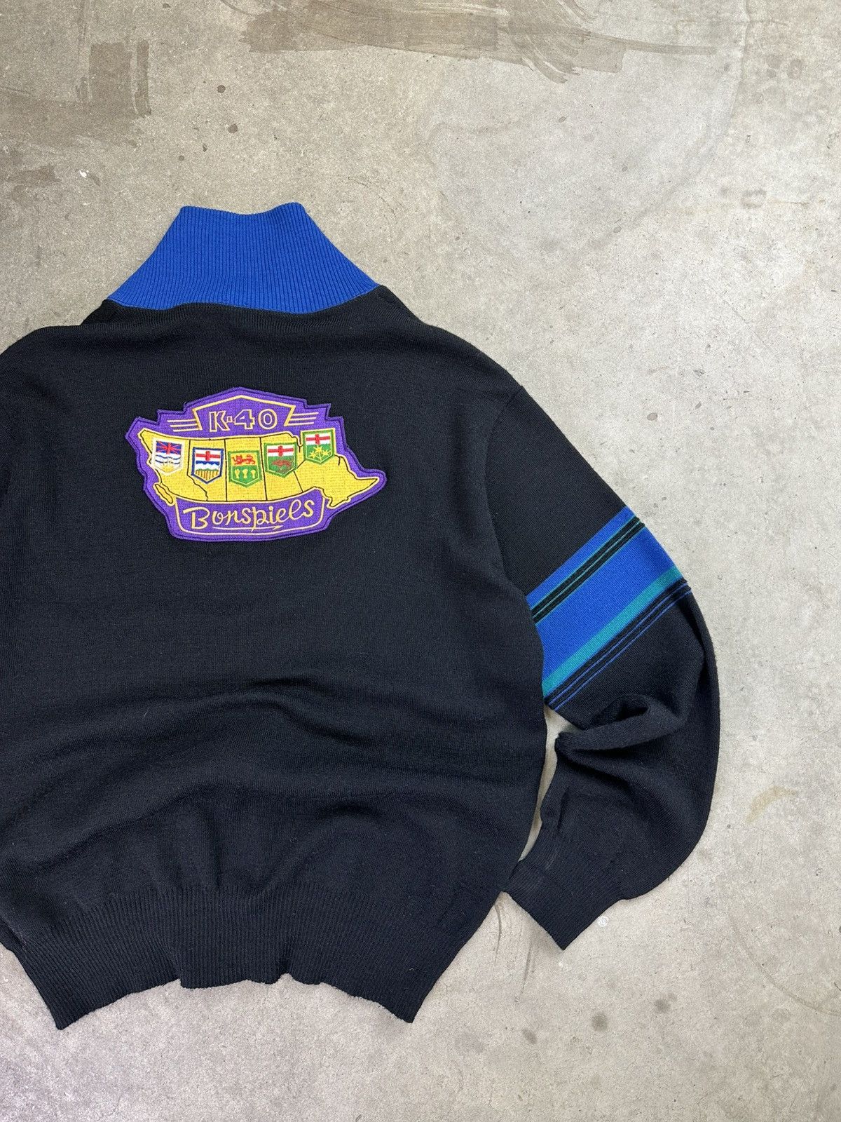 Vintage Vintage White Ram Cable Knit Zip Up K-40 Bonspiels XL Black Size US XL / EU 56 / 4 - 2 Thumbnail
