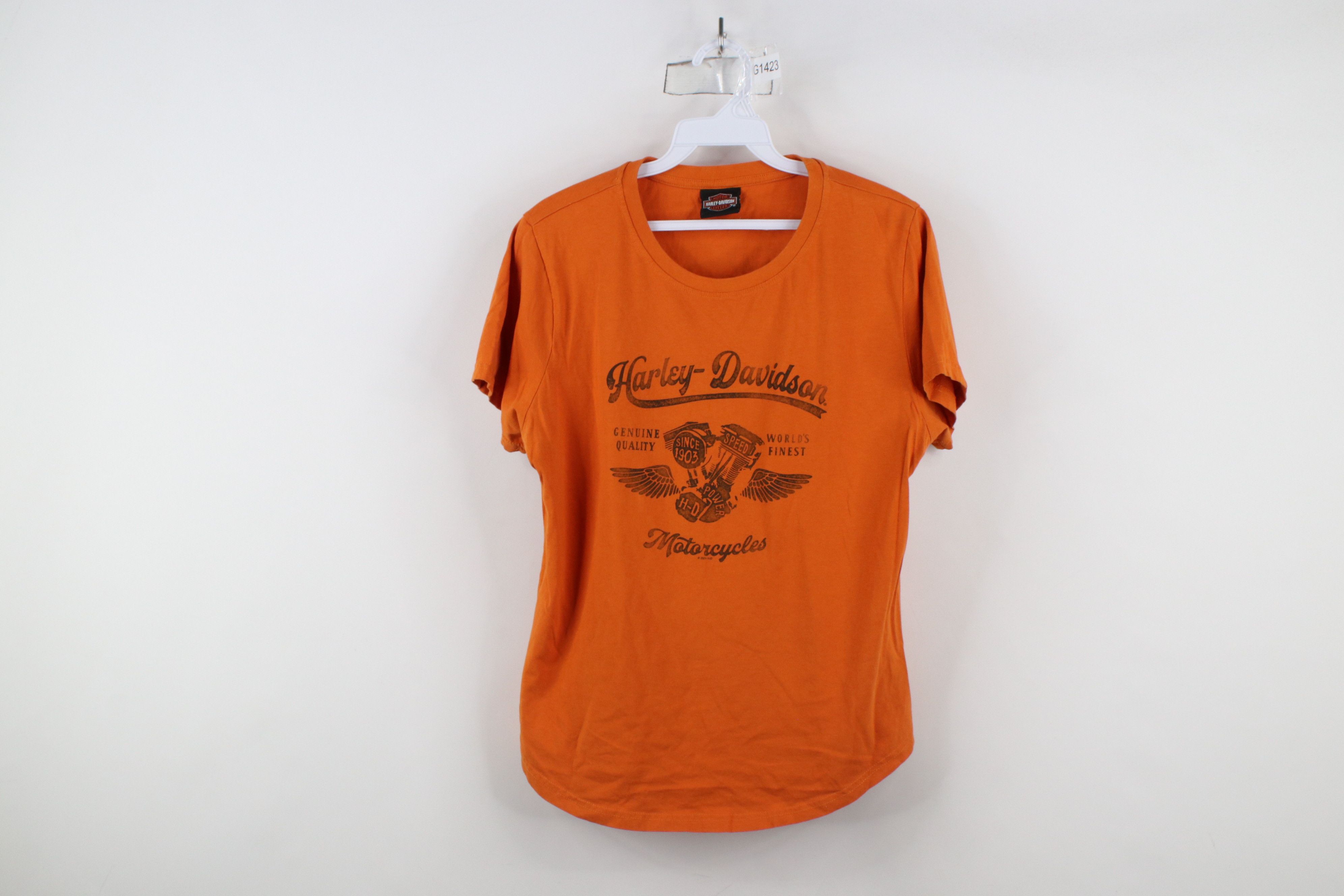 Harley Davidson × Vintage Vintage Y2K Harley Davidson Spell Out Script T-Shirt Orange Size M / US 6-8 / IT 42-44 - 1 Thumbnail