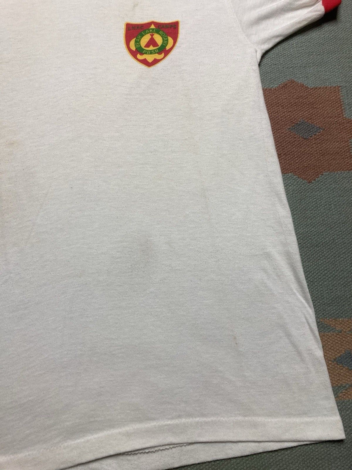 Vintage 60s 70s ringer t shirt Boy Scout bear Lake Michigan BSA XL Size US XL / EU 56 / 4 - 2 Thumbnail