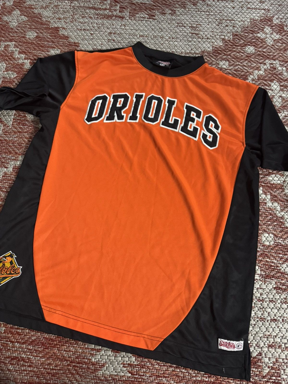 Baltimore Orioles pullover mesh jersey sz Large orange black