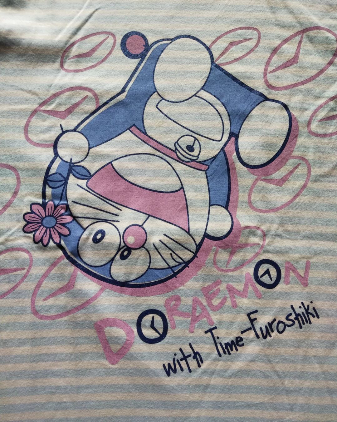 Anime × Japanese Brand × Uniqlo Doraemon x Uniqlo Big Print Stripes Blue Anime Tees Size US M / EU 48-50 / 2 - 2 Thumbnail