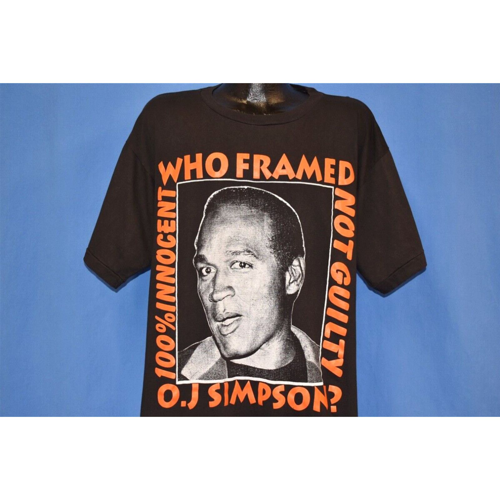 image of Vintage VTG 90's Who Framed Oj Simpson Not Guilty 100% Innocent Don't Squeeze T-Shirt XL in White