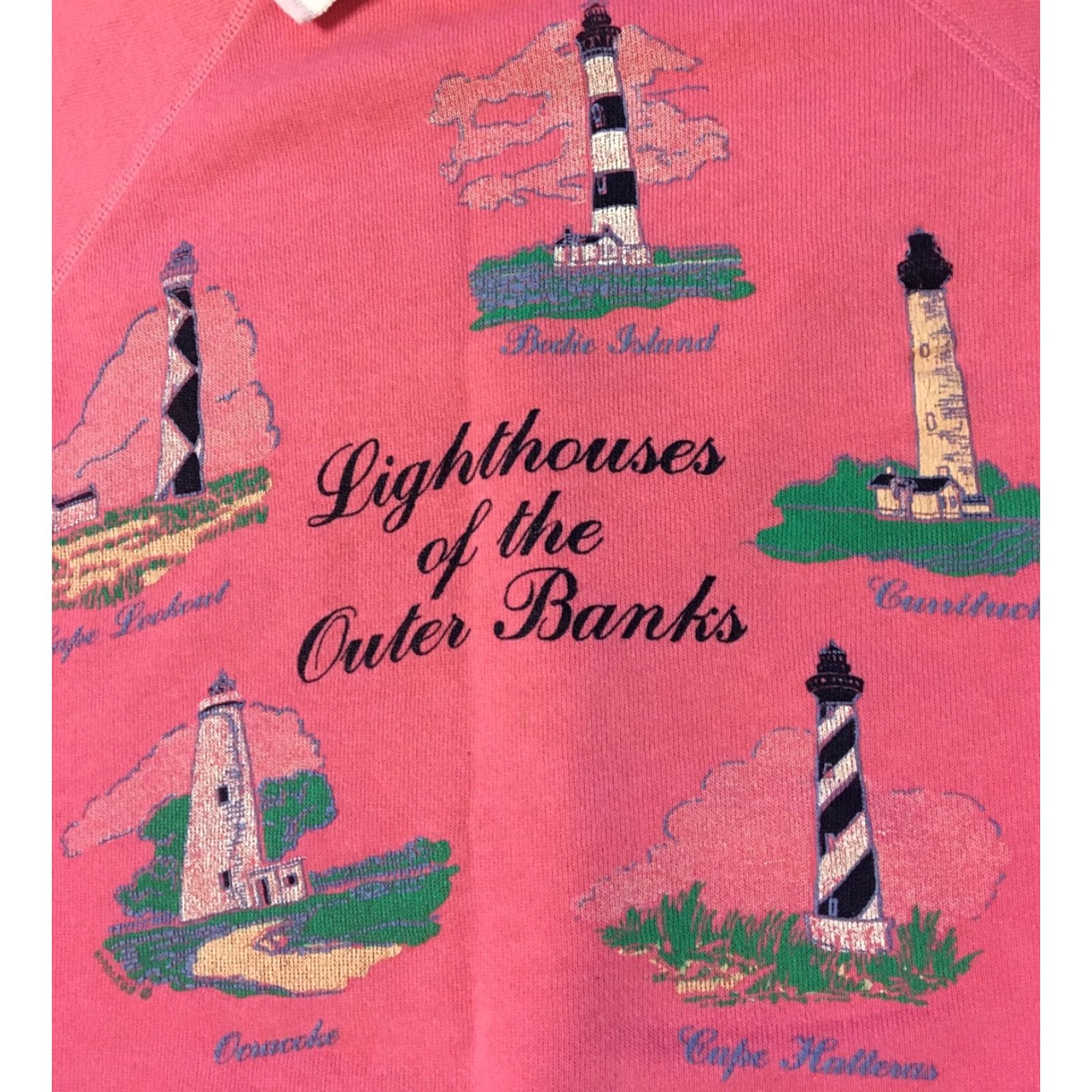 Hanes VINTAGE Hanes Sweatshirt North Carolina Lighthouse Collared S Pink 80s 90s Sailing Outdoors Boho Ocean Sport Mens Size US S / EU 44-46 / 1 - 2 Thumbnail