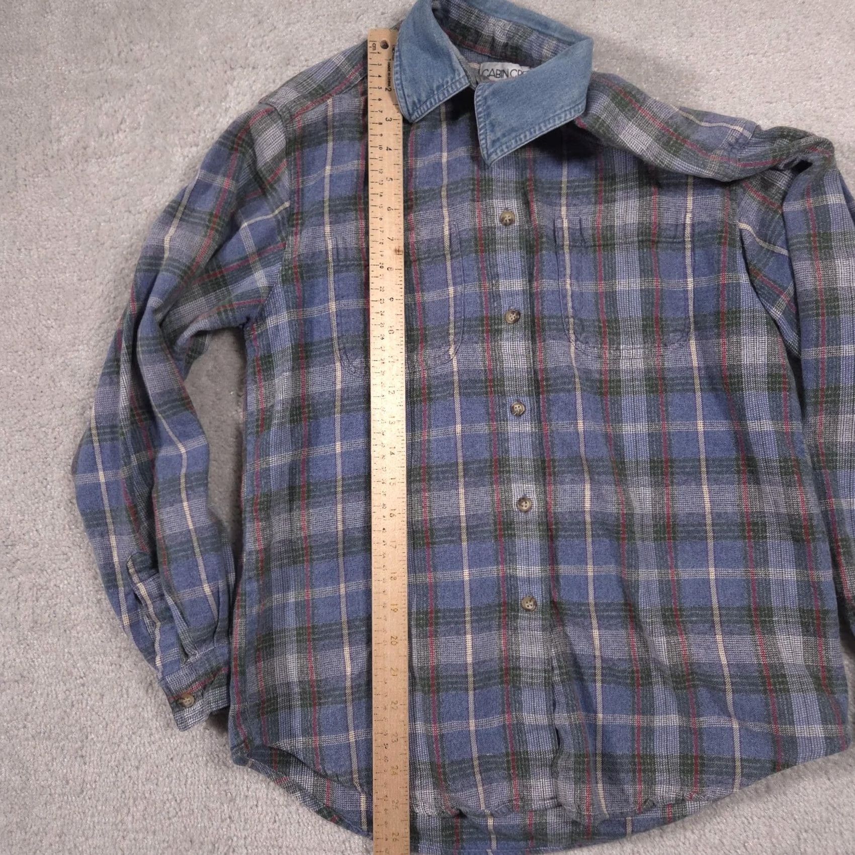 Denime Cabin Creek Shirt Womens Small Blue Plaid Denim Collar Button Front Flannel Top Size S / US 4 / IT 40 - 7 Thumbnail