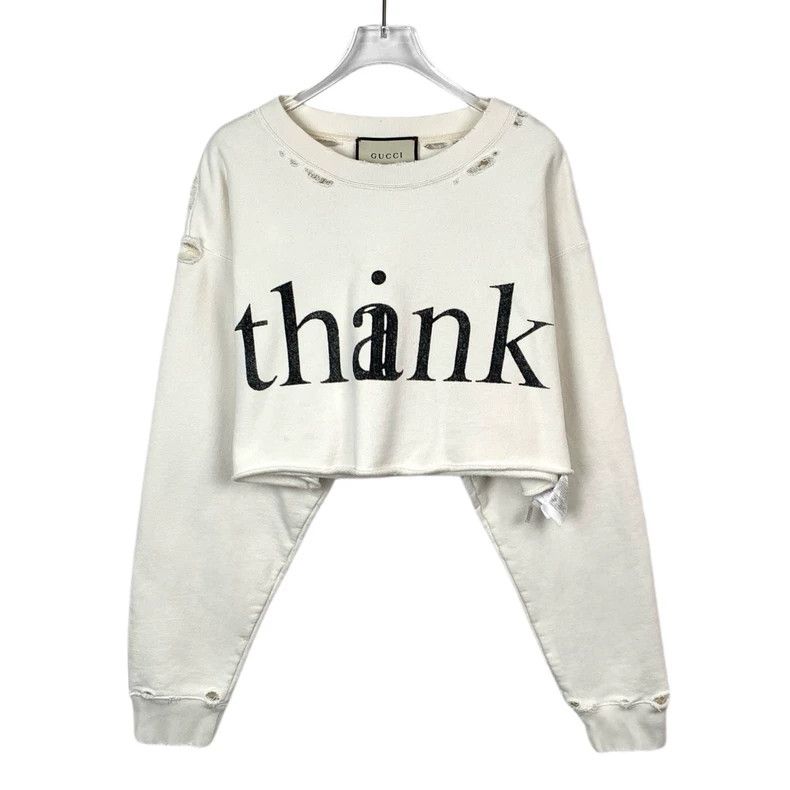 Gucci Gucci Beige letter print round-neck destruction style cotto Size US S / EU 44-46 / 1 - 1 Thumbnail