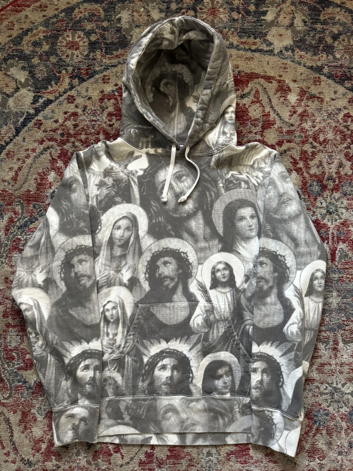 image of Supreme Jesus And Mary Hoodie - M in Grey, Men's (Size Medium)