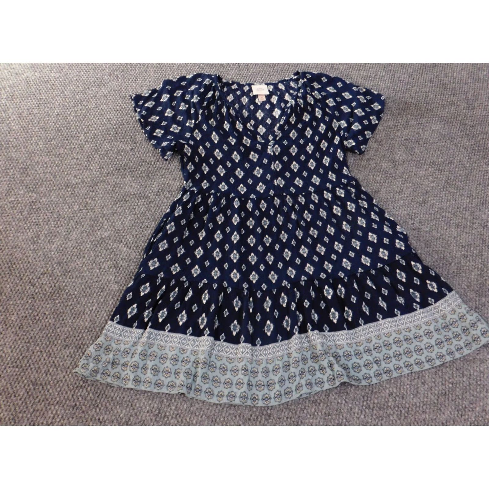 Vintage Knox Rose Blouse Medium Blue v-neck Floral Womens Stretch Rayon Short Sleeve Casual Pullover Size M / US 6-8 / IT 42-44 - 2 Thumbnail